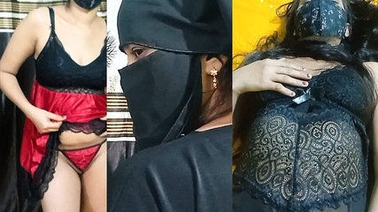 Une belle fille musulmane en burkha qui a l'air sexy, chaude et dure par un garçon